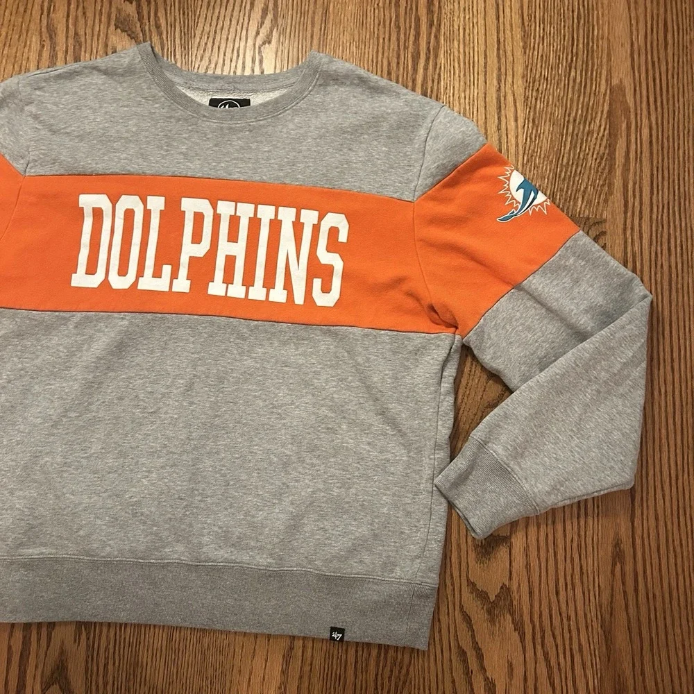 Miami Dolphins Sweatshirt 47 Size XL Gray Unisex Pullover Long Sleeve